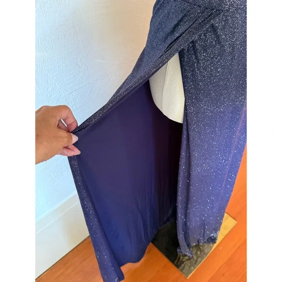 Lucy In The Sky Maxi Dress Halter Neck Sparkly Evening Party Navy Size M - Picture 7 of 10